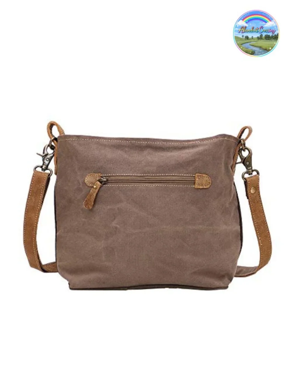 Genuine Leather Canvas Floral Sunflower Shoulder Bag Handmade Satchel